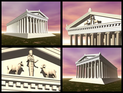 Criação em 3D do que seria o Templo de Ártemis em Éfeso