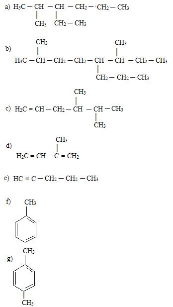 Exercícios de nomenclatura de hidrocarbonetos cíclicos e ramificados