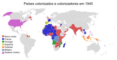 Mapa do mundo colonial existente em 1945